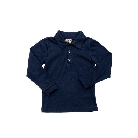 Long Sleeve Pima Navy Blue Polo