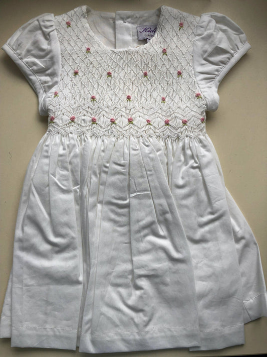 French White Smocked Dress