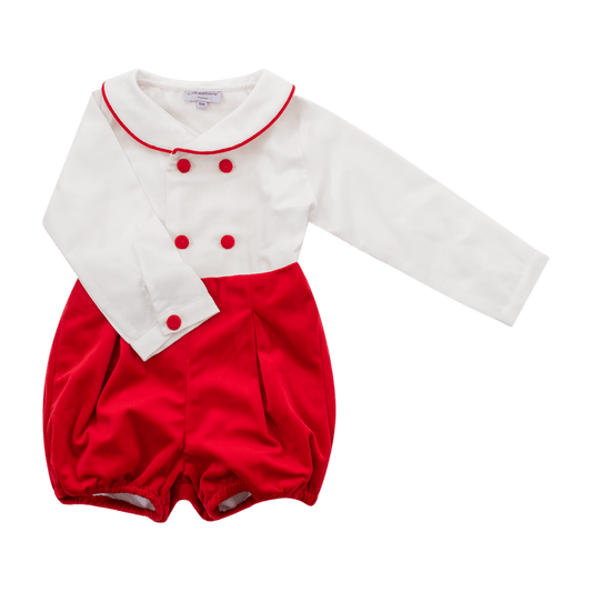 Red Velvet Shorts with White Long Sleeves Shirt