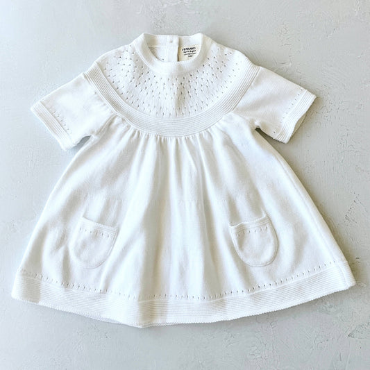 Milan Pointelle Sweater Knit Baby Girl Dress (Organic)