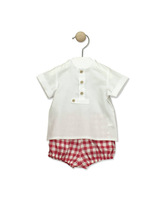 Red and White Baby Set, Short Sleeves